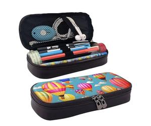 YHBLYKXP Hot Air Colorful Balloons Print Leather Flap Cosmetic Bag Bag Toiletry Organizer Zipper Coin Purse Cosmetic Case, Black, One Size, Noir , Taille unique