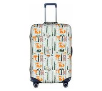 YHBLYKXP Housse de protection à roulettes avec motif renard, ours, oiseau, arbre, housse de protection tendance pour valise, fermeture éclair dissimulée, blanc, X-Large