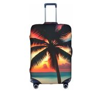 YHBLYKXP Housse de protection élastique pour valise, motif palmier, coucher de soleil tropical, convient aux valises de 45,7 à 81,3 cm, blanc, XL