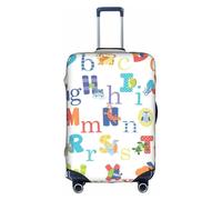YHBLYKXP Housse de protection pour valise à roulettes avec imprimé alphabet coloré et fermeture éclair dissimulée, blanc, X-Large