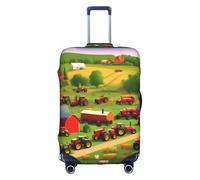 YHBLYKXP Housse de protection pour valise à roulettes, fermeture éclair dissimulée, imprimé de la ferme de tracteur, blanc, Large