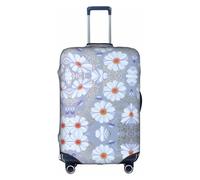 YHBLYKXP Housse de protection pour valise à roulettes, fermeture éclair dissimulée, motif marguerite bleue, blanc, Medium