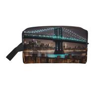 YHBLYKXP New York Manhattan Bridge Night Print Sac de rangement de voyage de grande capacité, sac de maquillage portable, sac de rangement quotidien