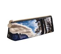 YHBLYKXP Rocky Mountain Range Sac de rangement triangulaire en cuir pour papeterie Sac de maquillage portable Rangement quotidien de petits articles, blanc, One Size, Légères