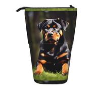 YHBLYKXP Rottweiler Trousse à crayons rétractable verticale avec impression papier peint, sac de rangement, convient pour le bureau et le transport quotidien