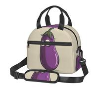YHBLYKXP Sac à déjeuner isotherme avec imprimé aubergine de dessin animé pour le bureau, le travail, le pique-nique, les voyages, Noir , Taille unique, Décontracté