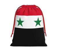 YHBLYKXP Sac cadeau et sac à goûter en velours avec motif drapeau de la République arabe syrienne pour Noël et Halloween