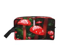 YHBLYKXP Sac de rangement de voyage de grande capacité avec imprimé champignons rouges, sac de maquillage portable, sac de rangement quotidien