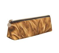 YHBLYKXP Sac de rangement triangulaire en cuir imprimé champ de blé - Trousse de maquillage portable - Rangement quotidien de petits articles