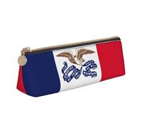 YHBLYKXP Sac de rangement triangulaire en cuir imprimé drapeau de l'Iowa, trousse de maquillage portable, rangement quotidien de petits articles, blanc, One Size, Légères