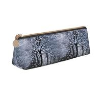 YHBLYKXP Sac de rangement triangulaire en cuir imprimé Snow Falling in The Park - Trousse de maquillage portable - Rangement quotidien de petits articles, blanc, One Size, Légères