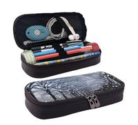 YHBLYKXP Snow Falling in The Park Trousse à maquillage à rabat en cuir avec fermeture éclair, noir, taille unique, Noir , Taille unique