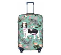 YHBLYKXP Sweet Basset Hound Housse de protection pour valise à roulettes Motif floral Fermeture éclair dissimulée, blanc, Large