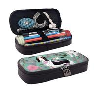 YHBLYKXP Sweet Basset Hound Trousse à maquillage à rabat en cuir imprimé floral, organiseur de produits de toilette, porte-monnaie à fermeture éclair, étui à cosmétiques, noir, taille unique, Noir ,