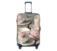 YHBLYKXP Tasses à thé avec roses - Housse de protection pour valise, housse de protection élastique, convient aux valises de 45,7 à 81,3 cm, blanc, Large