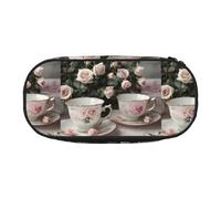 YHBLYKXP Tasses à thé avec roses romantiques en tissu Oxford avec compartiments en maille - un choix pratique ou de voyage