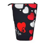 YHBLYKXP Trousse à crayons rétractable verticale avec impression « Happy Valentine's Day », sac de rangement, convient pour le bureau et le transport quotidien
