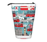 YHBLYKXP Trousse à crayons rétractable verticale avec impression « I Like London » - Sac de rangement - Convient pour le bureau et le transport quotidien