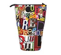 YHBLYKXP Trousse à crayons rétractable verticale avec impression lettres et chiffres, sac de rangement, convient pour le bureau et le transport quotidien