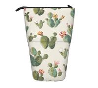 YHBLYKXP Trousse à crayons rétractable verticale avec imprimé cactus mignon, sac de rangement, convient pour le bureau et le transport quotidien