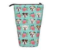 YHBLYKXP Trousse à crayons rétractable verticale avec imprimé chien anglais, sac de rangement, convient pour le bureau et le transport quotidien