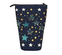 YHBLYKXP Trousse à crayons rétractable verticale avec imprimé étoiles orientales, sac de rangement, convient pour le bureau et le transport quotidien