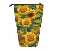 YHBLYKXP Trousse à crayons rétractable verticale avec imprimé tournesol d'été, sac de rangement, convient pour le bureau et le transport quotidien