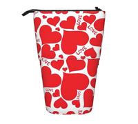 YHBLYKXP Trousse à crayons rétractable verticale avec motif cœur - Sac de rangement - Convient pour le bureau et le transport quotidien