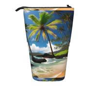 YHBLYKXP Trousse à crayons rétractable verticale avec motif palmier tropical hawaïen, plage hawaïenne, sac de rangement, convient pour le bureau et le transport quotidien