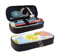 YHBLYKXP Trousse à maquillage à rabat en cuir imprimé fruits citron, organiseur de produits de toilette, porte-monnaie à fermeture éclair, étui à cosmétiques, noir, taille unique, Noir , Taille unique
