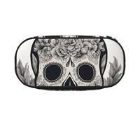 YHBLYKXP Trousse en tissu Oxford imprimé tête de mort mexicaine avec compartiments en maille - un choix pratique ou de voyage