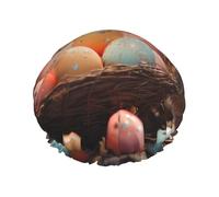 YHBLYKXP Œufs de Pâques avec imprimé papillon, bonnet de douche réglable double couche, bonnet de douche réutilisable pour femme spa salon de douche