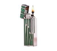 YHBNJIGW Briquet à kérosène en métal à l'ancienne, allumage par meule coulissante latérale, kérosène Rechargeable, Flamme Nue et Flamme Douce, adapté à Une Utilisation intérieure et extérieure(Green)