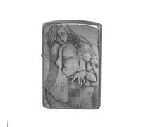 YHBNJIGW Briquet à pétrole Vintage en cuivre Blanc gaufré à la Main, meule à l'ancienne, Carburant Rechargeable, adapté à la décoration de Collection(White Copper-2)