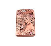 YHBNJIGW Briquet Coupe-Vent Vintage en Laiton à kérosène, Briquet gravé à la Main, allumage par meule, Carburant Rechargeable, adapté à la décoration de Collection (kérosène Non Inclus)(Red Copper)