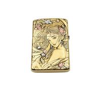 YHBNJIGW Briquet Coupe-Vent Vintage en Laiton à kérosène, Briquet gravé à la Main, allumage par meule, Carburant Rechargeable, adapté à la décoration de Collection (kérosène Non Inclus)(Brass)