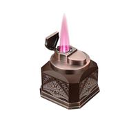 YHBNJIGW Briquet de Table en métal au gaz Butane - Jet à Quatre Flammes, allumage par Simple Pression, Rechargeable - Maison/Bureau (Butane Non Inclus)(Brown)