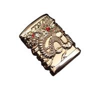 YHBNJIGW Briquet rétro au kérosène, Briquet Creux Coupe-Vent en cuivre Pur, Briquet à Carburant Rechargeable, Briquet à meule coulissante latérale en métal à l'ancienne(Gold)