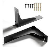 YHBZ 2 Pièces Support d'étagère Robuste,Etagères flottantes pour Garage,Équerre Étagère Industriel en métal,Équerre de Fixation Suspendue pour Cuisine - Noir,140mm/5.5in
