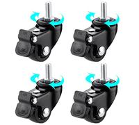 YHBZ Roues pivotantes de Chariot 4 pièces,Remplacement Roulette Meuble Robuste,avec Frein Verrouillable,Tige à vis M6/M8/M10-Roue à Pieds Noirs,M6-4brakes