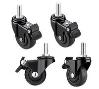 YHBZ Roues pivotantes de Chariot 4 pièces,Remplacement Roulette Meuble Robuste,avec Frein Verrouillable,Tige à vis M6/M8/M10-Roue à Pieds Noirs,M10-4brakes