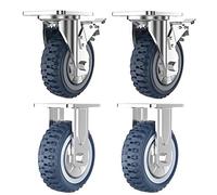 YHBZ Roues Pivotantes Type Tout-Terrain 4 pièces,roulettes de Transport Industriel,Roue Robuste avec Frein,roulettes de Remplacement pour Chariot,5IN-Withbrake