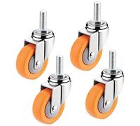 YHBZ roulettes Caoutchouc Souple,Pivotantes Roues à Tige filetée M8/M10,roulettes pivotantes Chariot,(4 pièces) capacité de Charge 330 lb/150 kg,4nobrakes-M10