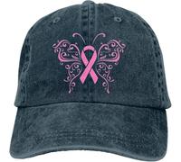 YHCIREB Casquette de Baseball en Denim avec Ruban Rose et Papillon - Cancer du Sein