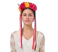 YHDDYG Serre-tête mexicain coloré fuchsia pour le jour des morts - Dia De los Muertos - Crâne en sucre - Costume mexicain Cinco De Mayo N5 (fuchsia, taille unique)
