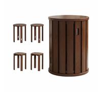 YHDMDQ 4-in-1 Tabourets Empilables en Bois, Tabouret De Bar Rond, Chaise De Salle À Manger Portable, Polyvalent comme Table D'appoint, Table De Nuit, Table Basse, Tabourets De Salon(Walnut)