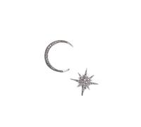 Yheakne Boho Boucles d'oreilles Star Moon Studs Silver CZ Sunburst Boucles d'oreilles Strass Crescent Moon Boucles d'oreilles Boucles d'oreilles dépareillées Bijoux pour femmes et filles