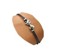 Yheakne Boho Bracelet avec cordon noir, Bracelet en cuir à double fil avec chaîne à main, Bijoux pour femmes et filles, Cadeau pour les amoureux des chats, réglable en cuir