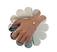 Yheakne Boho Bracelet en perles minuscules en couches d'or Bracelet en chaîne à la main en perles de riz Vintage Bracelet à maillons Bracelet d'amitié Bijoux pour femmes et filles