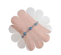 Yheakne Boho Bracelet Mauvais Œil Bleu Bracelet De Chaîne Mauvais Œil Bracelets Station De L'œil Bracelets Argent Protection Des Yeux Chanceux Bijoux Pour Les Femmes Et Les Filles Cadeaux (argent)
